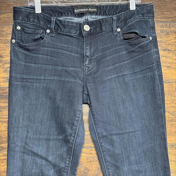 Express Women's Low-Rise Jeans - Straight, Medium Wash Denim - Size 12 Stretch - Picture 2 of 7